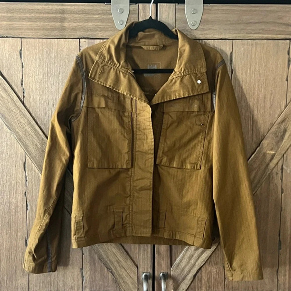 Helly Hansen Military Green/Brown Button Up Jacket with Zippers Size Small NWOT - Picture 1 of 9